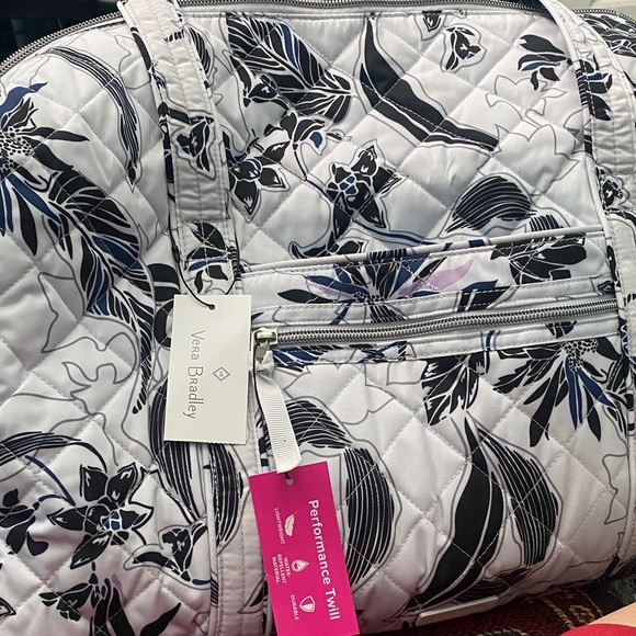 Vera Bradley Medium Travel Duffel “Twilight Garden”Blue & Purple - Picture 2 of 11